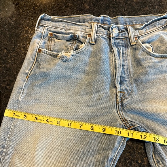 Levis 501 CT Blue Jeans Unisex 29x30 Distressed Tapered Thrashed 100% Cotton 90s - Picture 12 of 15